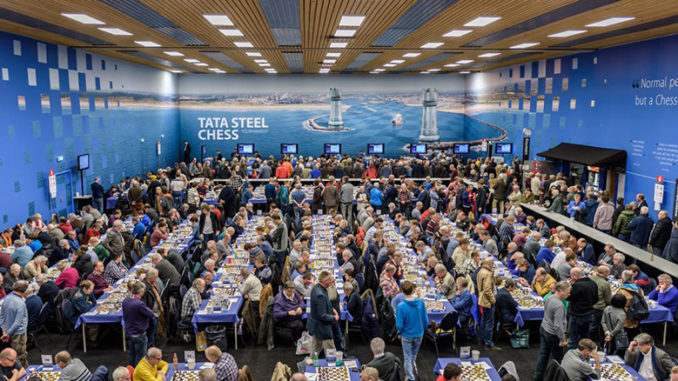 tata-steel-chess-tournament-2017 view of the full playing hall at the Tata Steel Chess Tournament | image © www.tatasteelchess.com